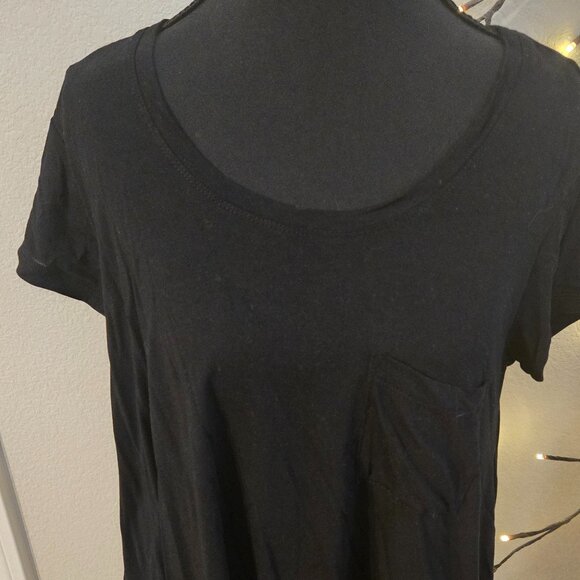 BCBGMaxAzria Tops - BCBGMaxAzria - Small Black Tee - high low hem - pocket - EUC